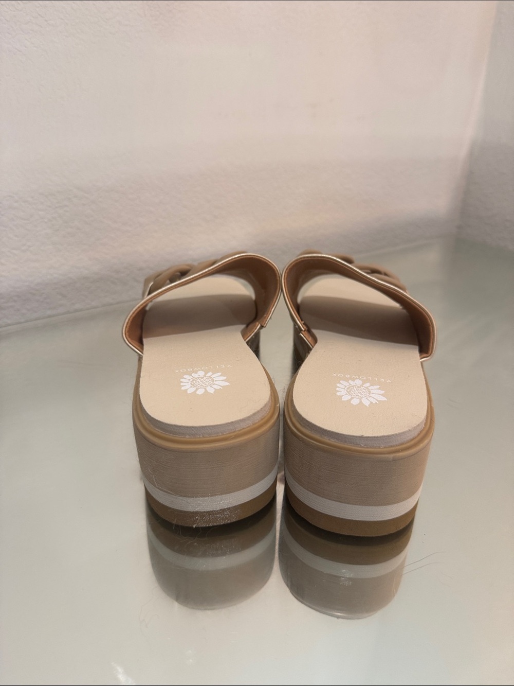 Yellow Box Gold Metallic Chain Slide Sandals - Picture 3 of 3